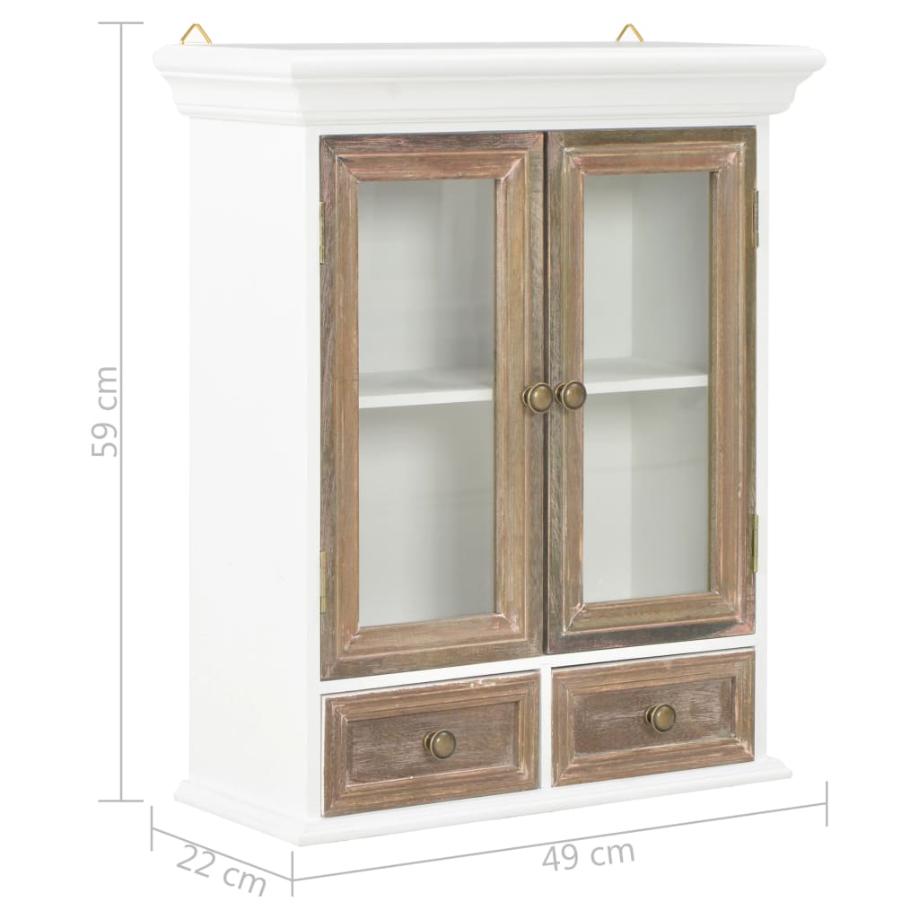 vidaXL Armario de pared de madera maciza blanco 49x22x59 cm