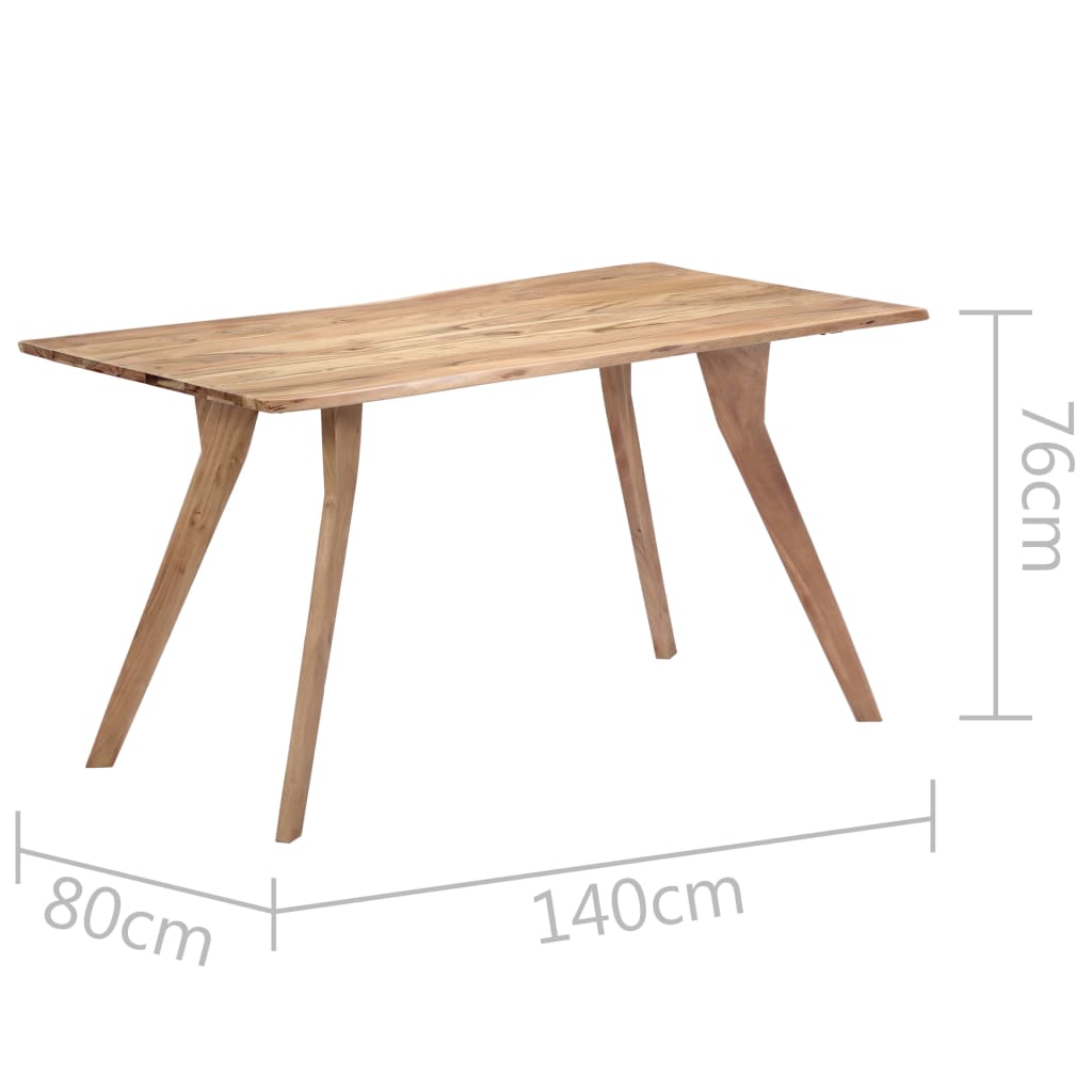 vidaXL Mesa de comedor de madera maciza de acacia 140x80x76 cm