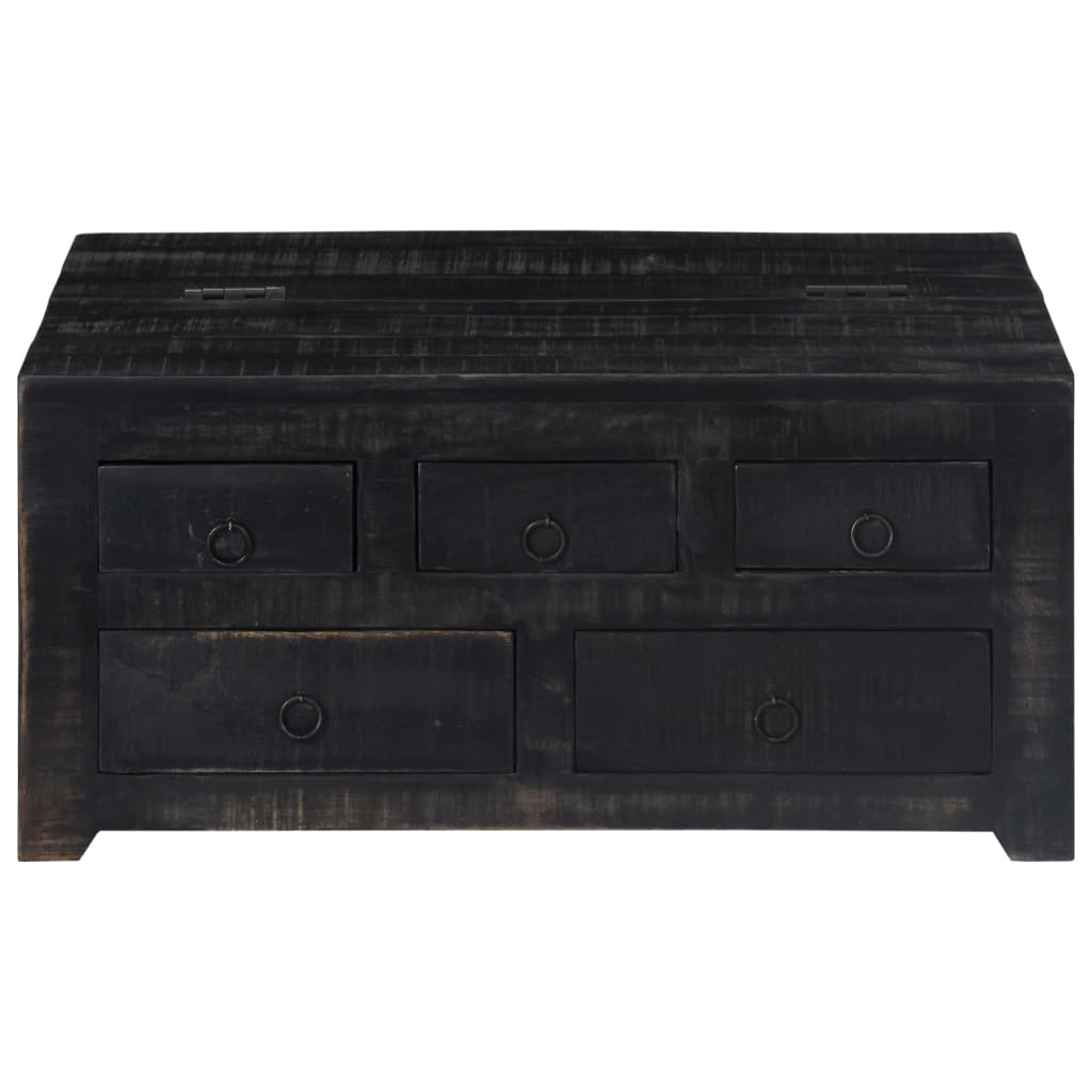 vidaXL Mesa de centro madera maciza de mango negro 65x65x30 cm