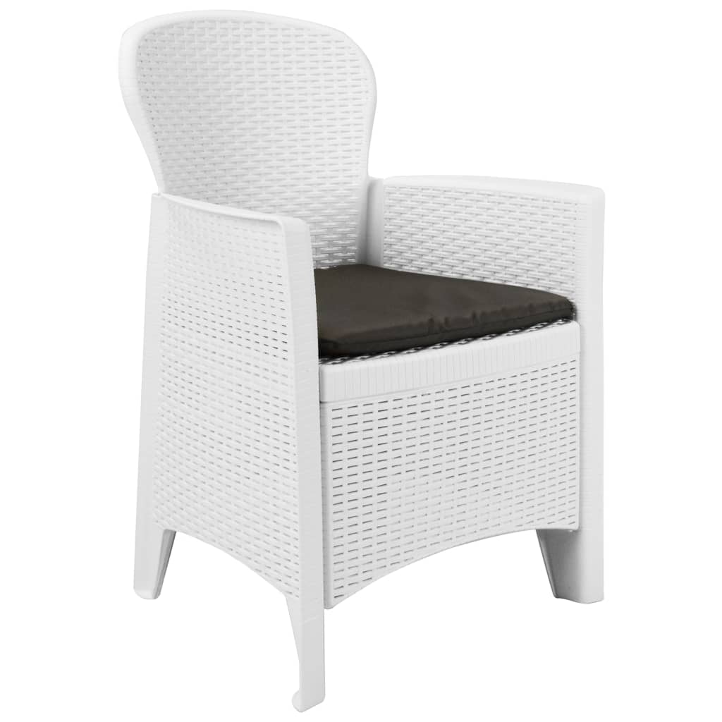 vidaXL Set de muebles de jardín 7 pzas plástico blanco aspecto ratán