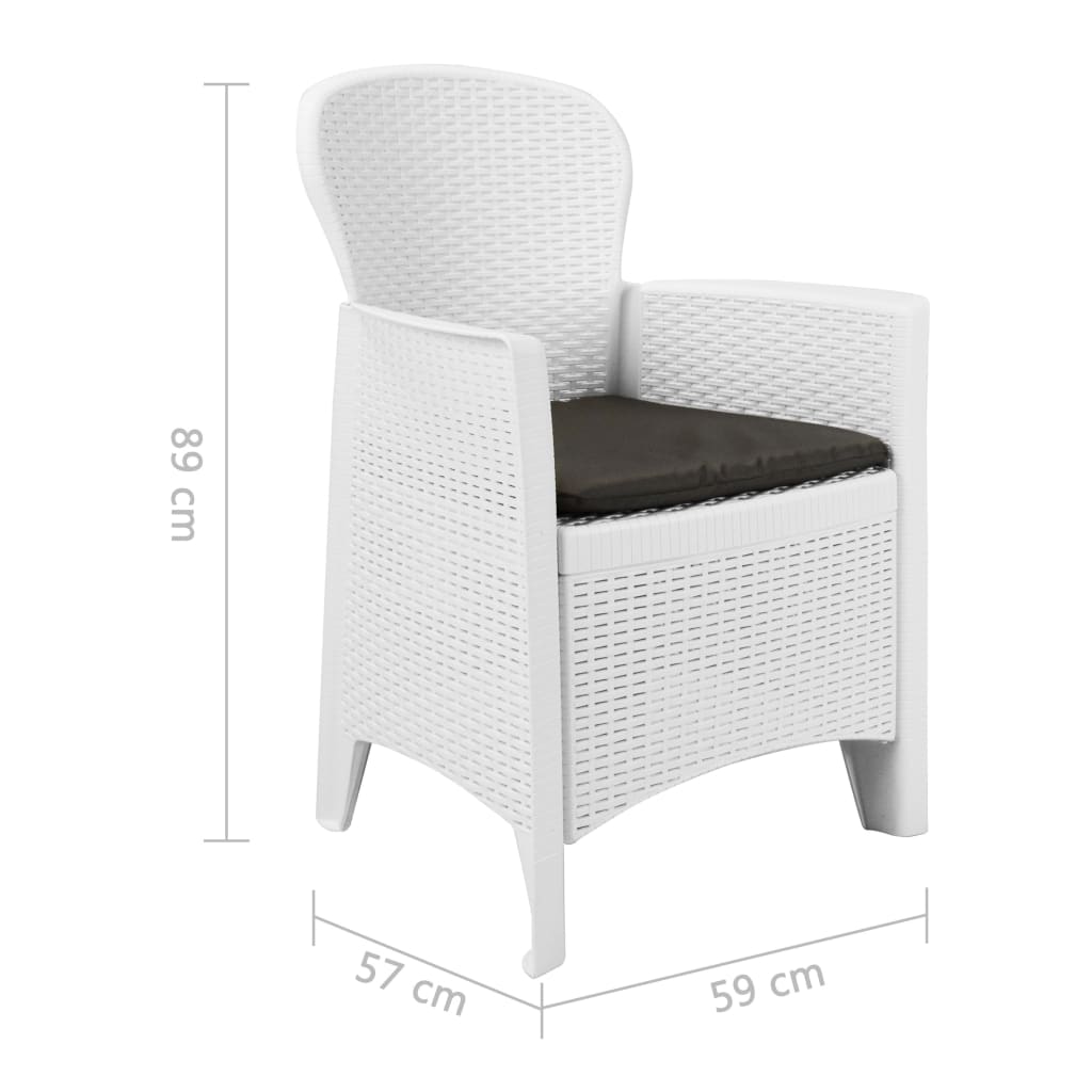 vidaXL Set de muebles de jardín 7 pzas plástico blanco aspecto ratán