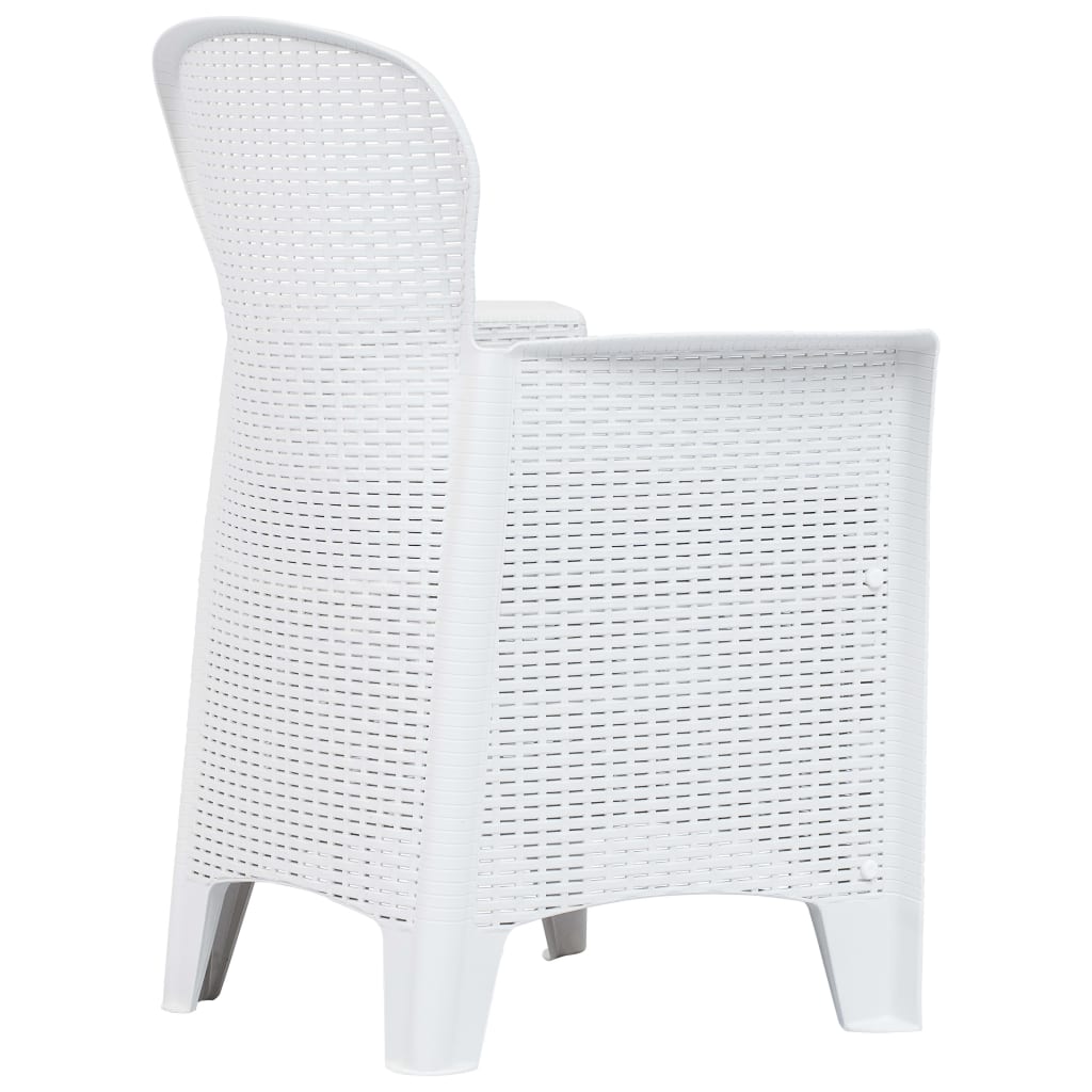 vidaXL Set de muebles de jardín 7 pzas plástico blanco aspecto ratán