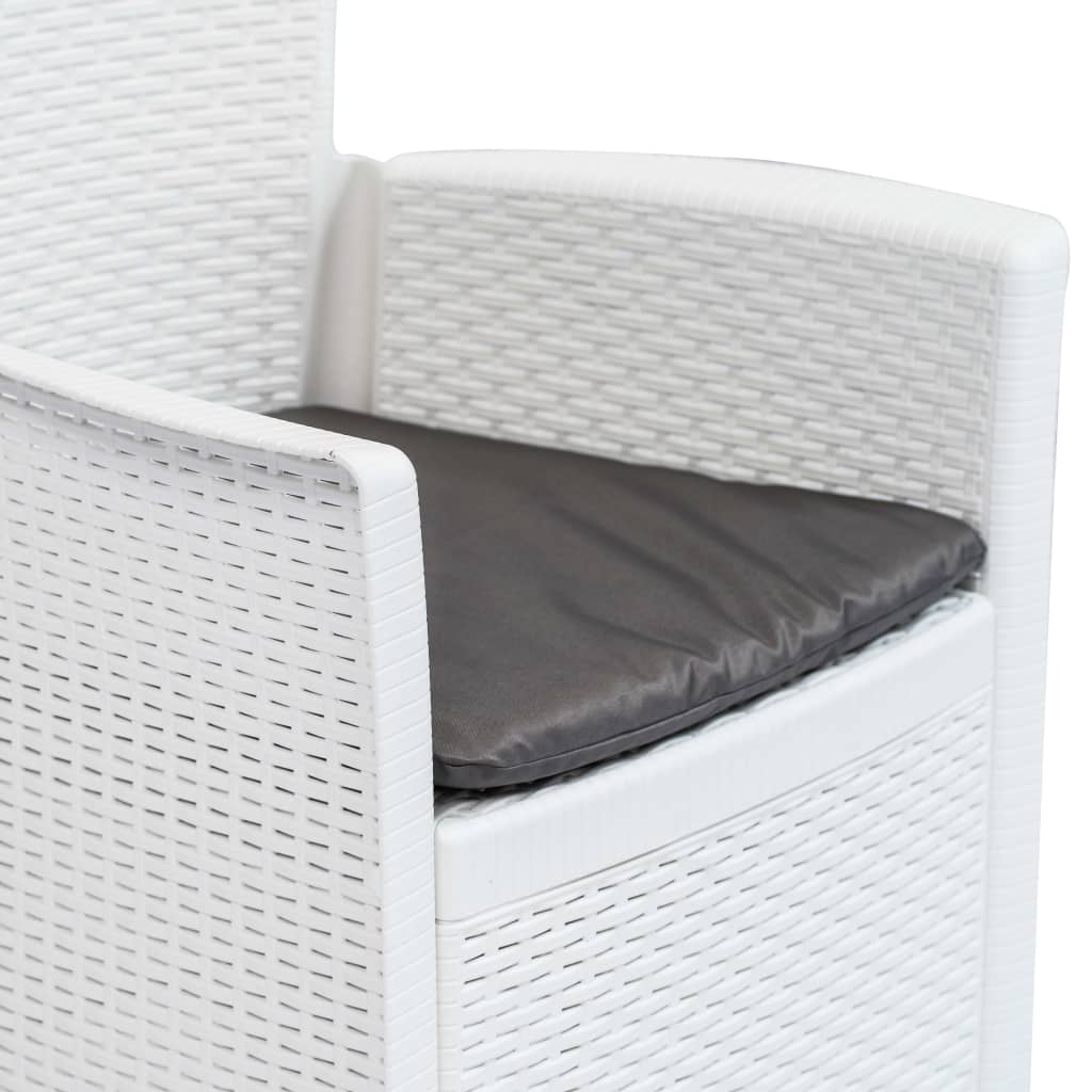 vidaXL Set de muebles de jardín 7 pzas plástico blanco aspecto ratán