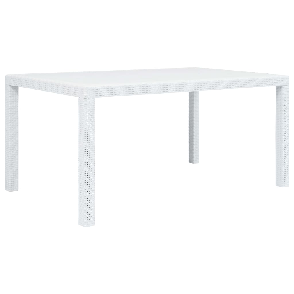 vidaXL Set de muebles de jardín 7 pzas plástico blanco aspecto ratán