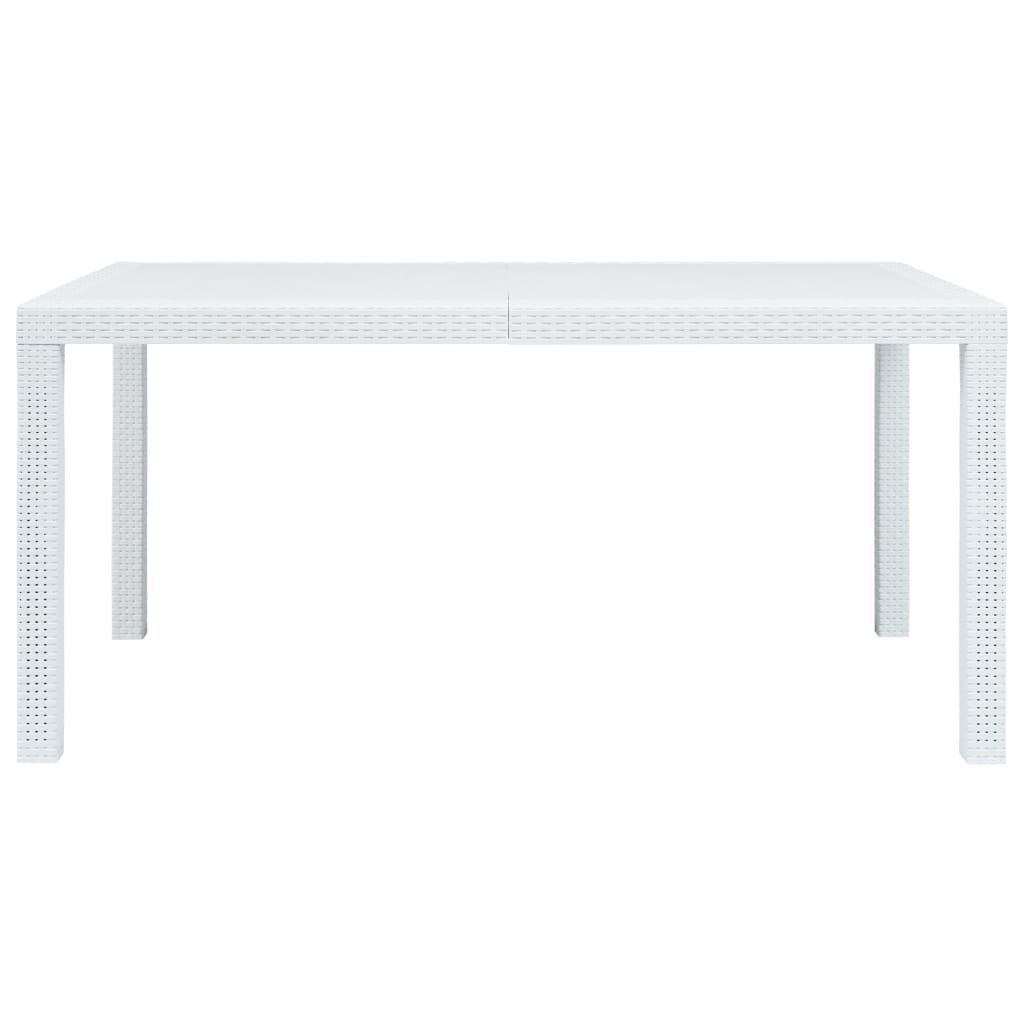 vidaXL Set de muebles de jardín 7 pzas plástico blanco aspecto ratán