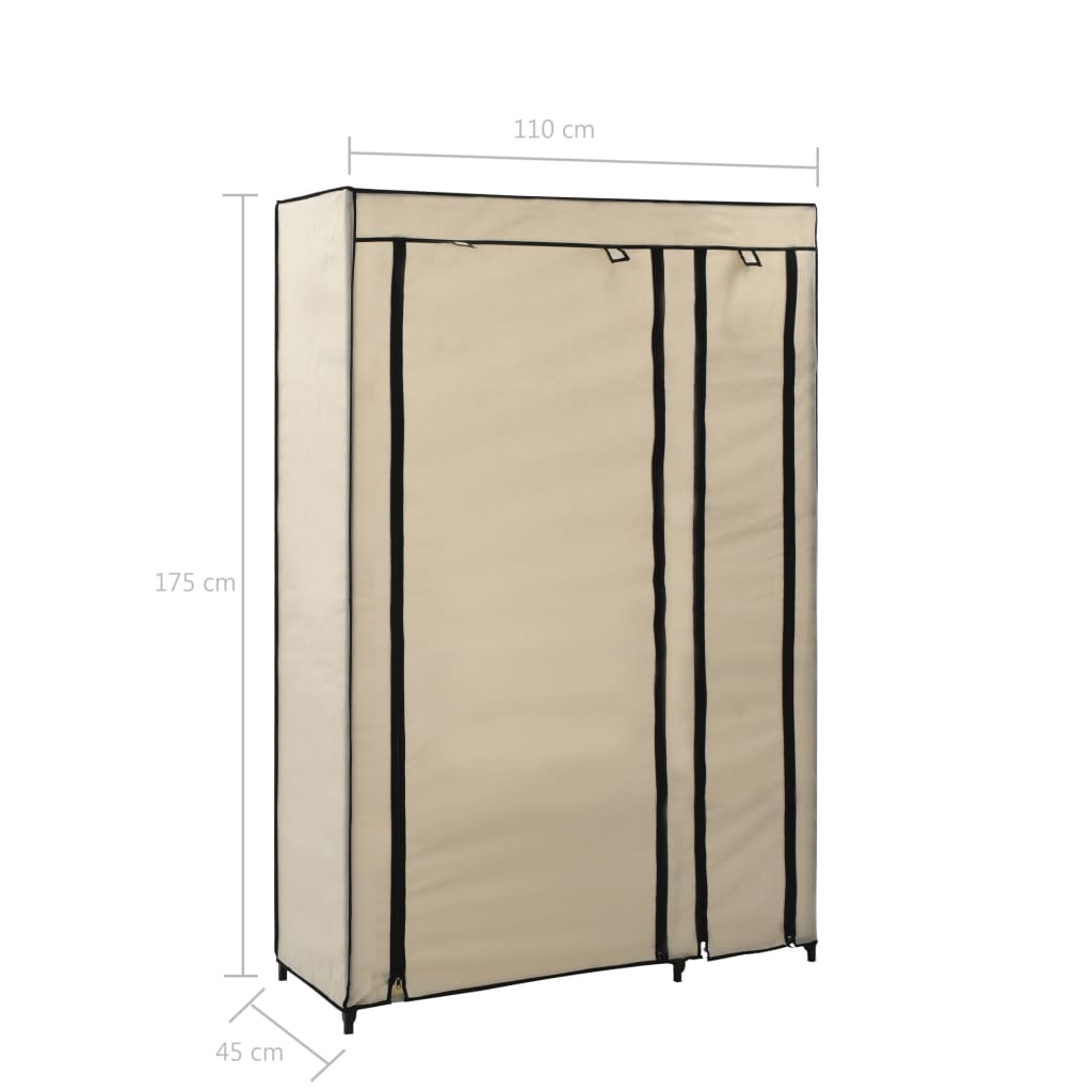 vidaXL Armario plegable de tela color crema 110x45x175 cm