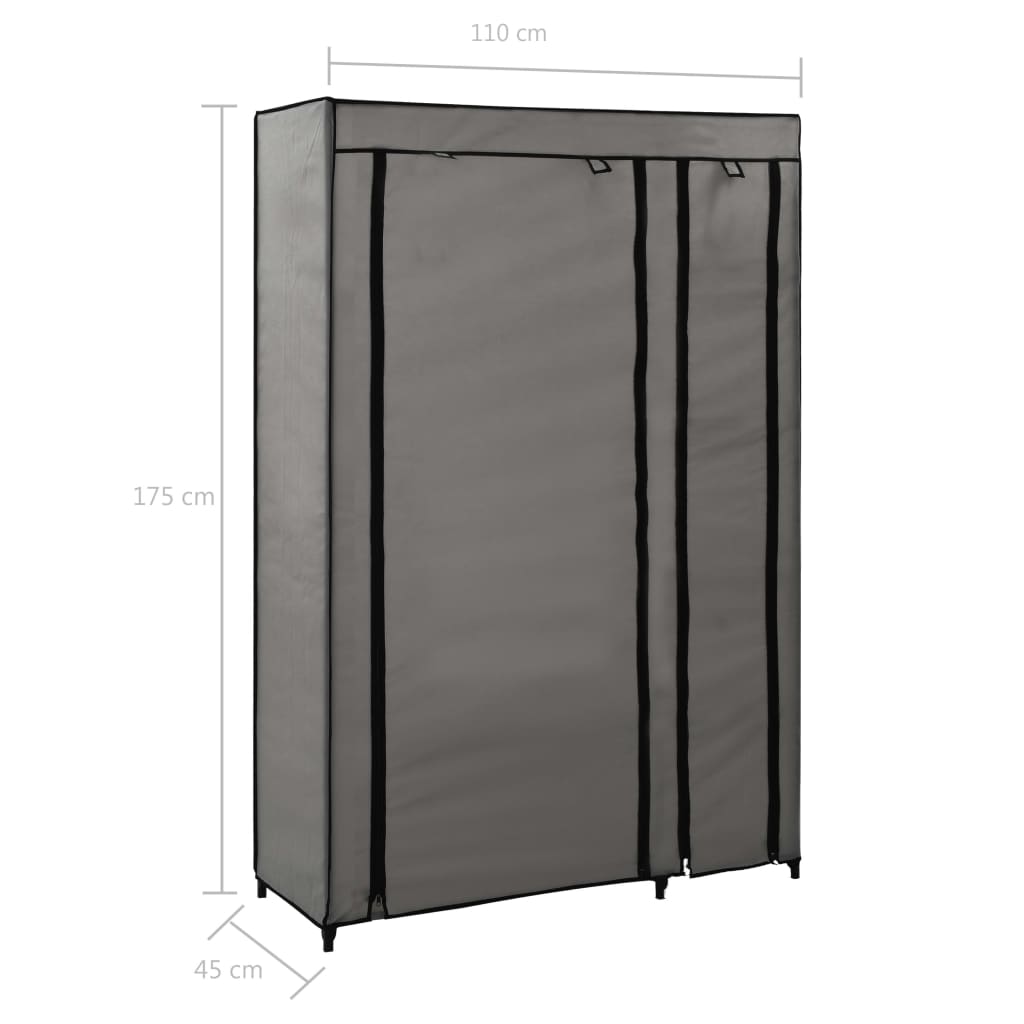 vidaXL Armario plegable de tela gris 110x45x175 cm