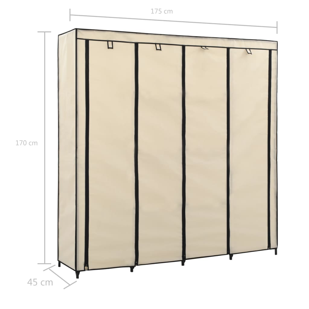 vidaXL Armario con 4 compartimentos color crema 175x45x170 cm