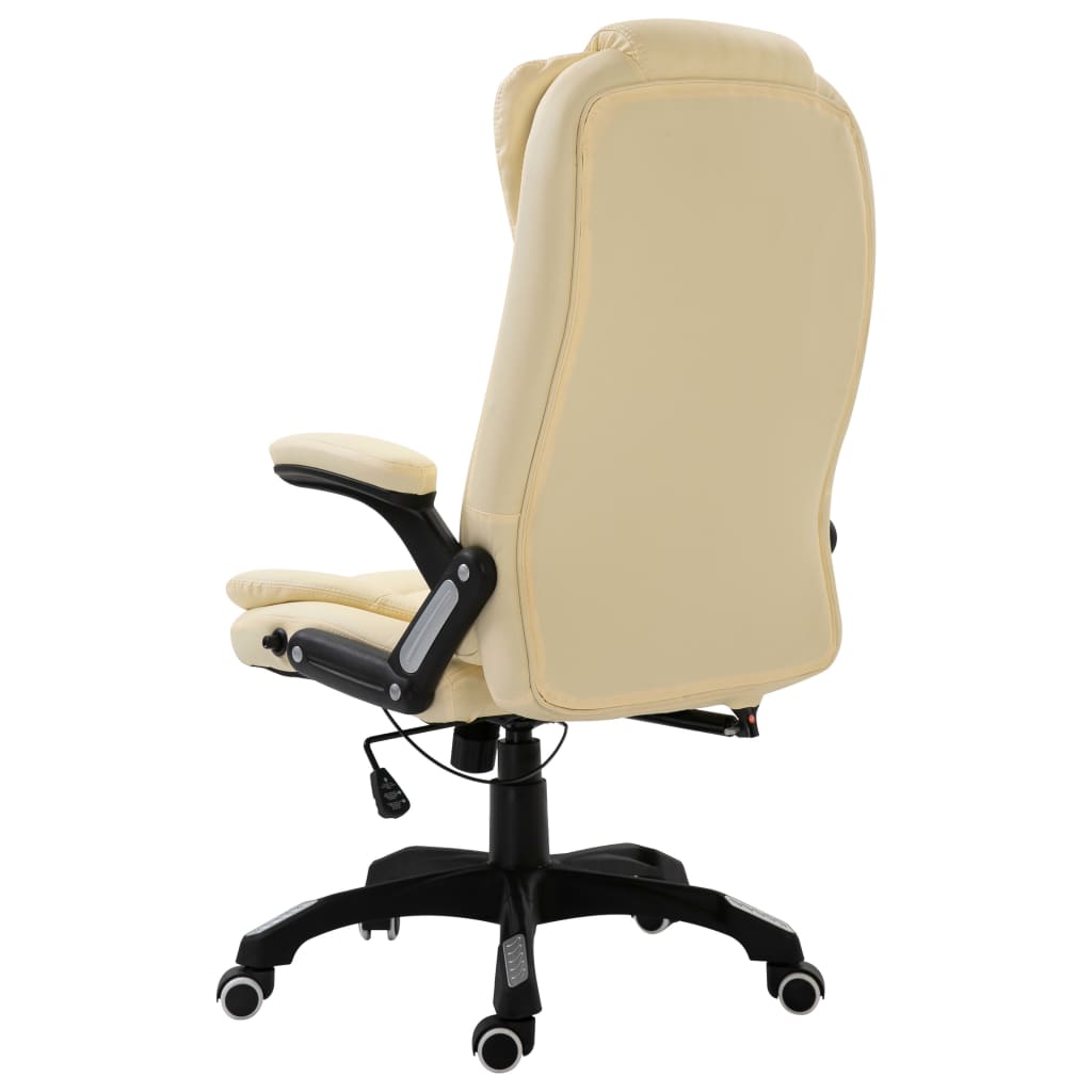 vidaXL Silla de oficina de cuero sintético color crema