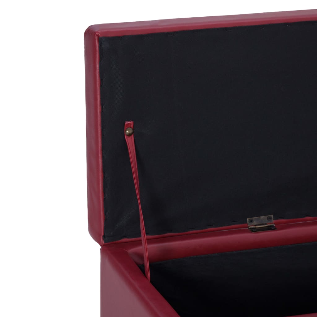 vidaXL Banco con espacio de almacenaje 116 cm piel sintética rojo vino