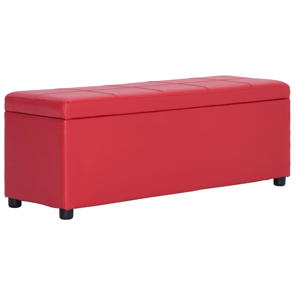 vidaXL Banco con espacio de almacenaje 116 cm cuero sintético rojo