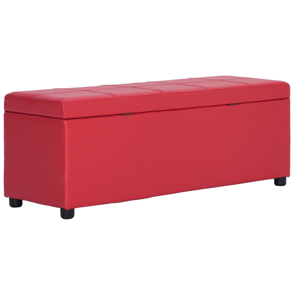 vidaXL Banco con espacio de almacenaje 116 cm cuero sintético rojo