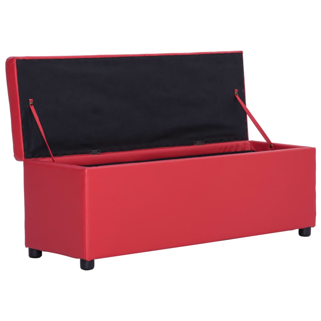 vidaXL Banco con espacio de almacenaje 116 cm cuero sintético rojo