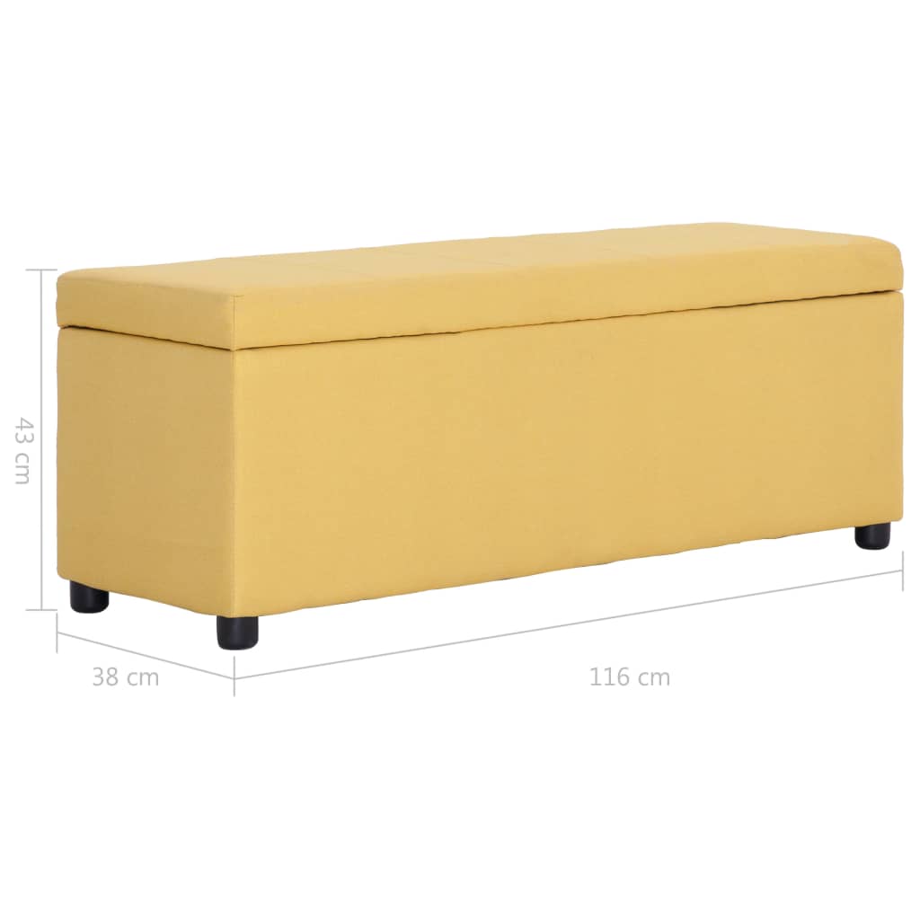 vidaXL Banco con espacio de almacenaje 116 cm poliéster amarillo