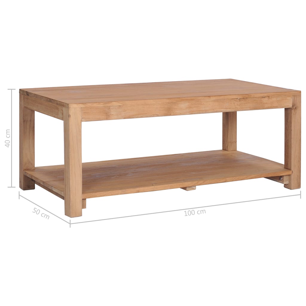 vidaXL Mesa de centro de madera maciza de teca 100x50x40 cm