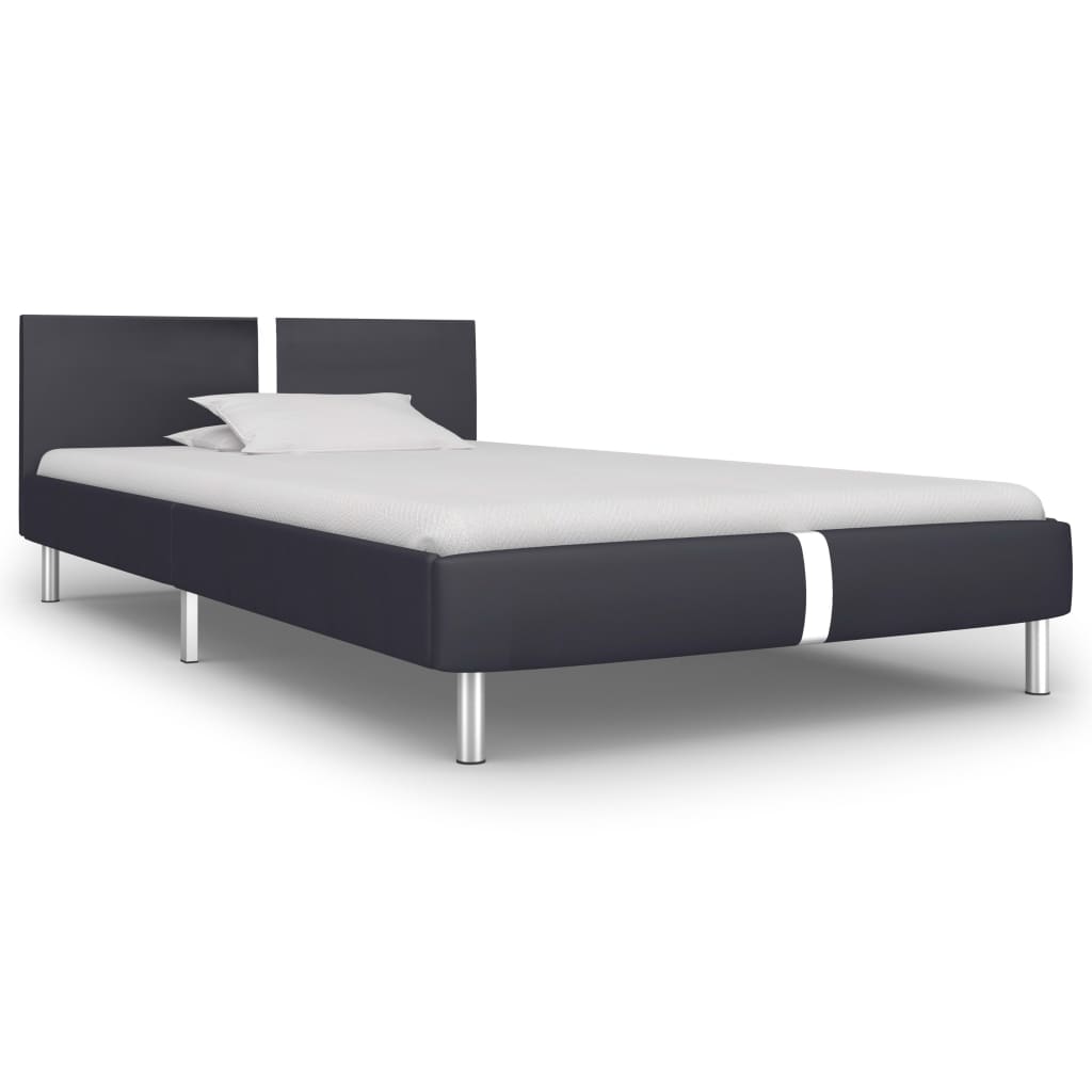 vidaXL Estructura de cama sin colchón cuero sintético negro 90x200 cm