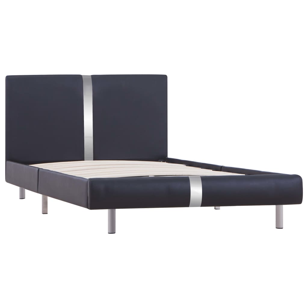 vidaXL Estructura de cama sin colchón cuero sintético negro 90x200 cm