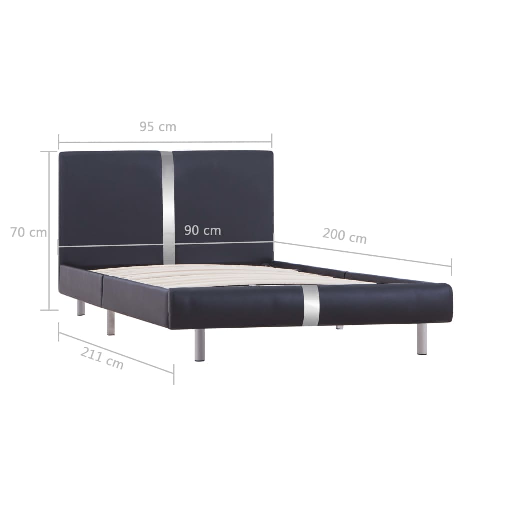 vidaXL Estructura de cama sin colchón cuero sintético negro 90x200 cm