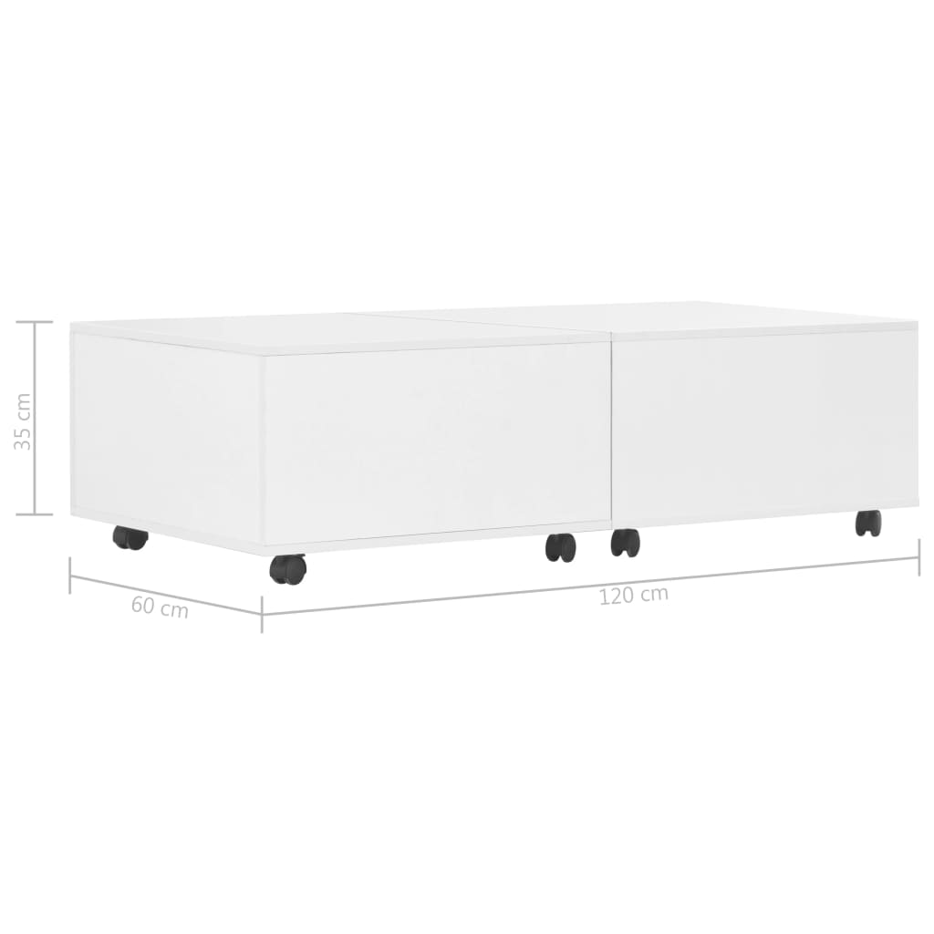 vidaXL Mesa de centro blanco brillo 120x60x35 cm