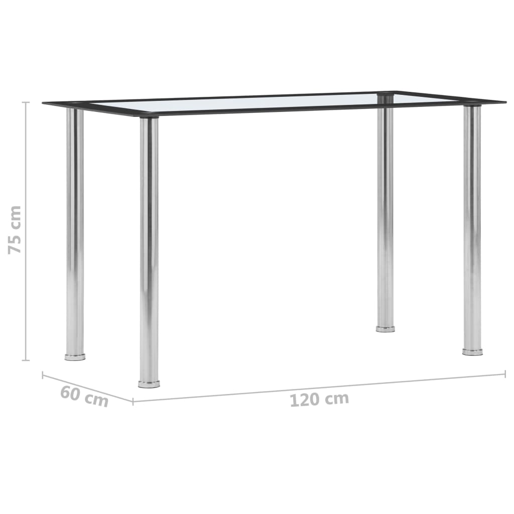 vidaXL Mesa de comedor vidrio templado negro transparente 120x60x75 cm