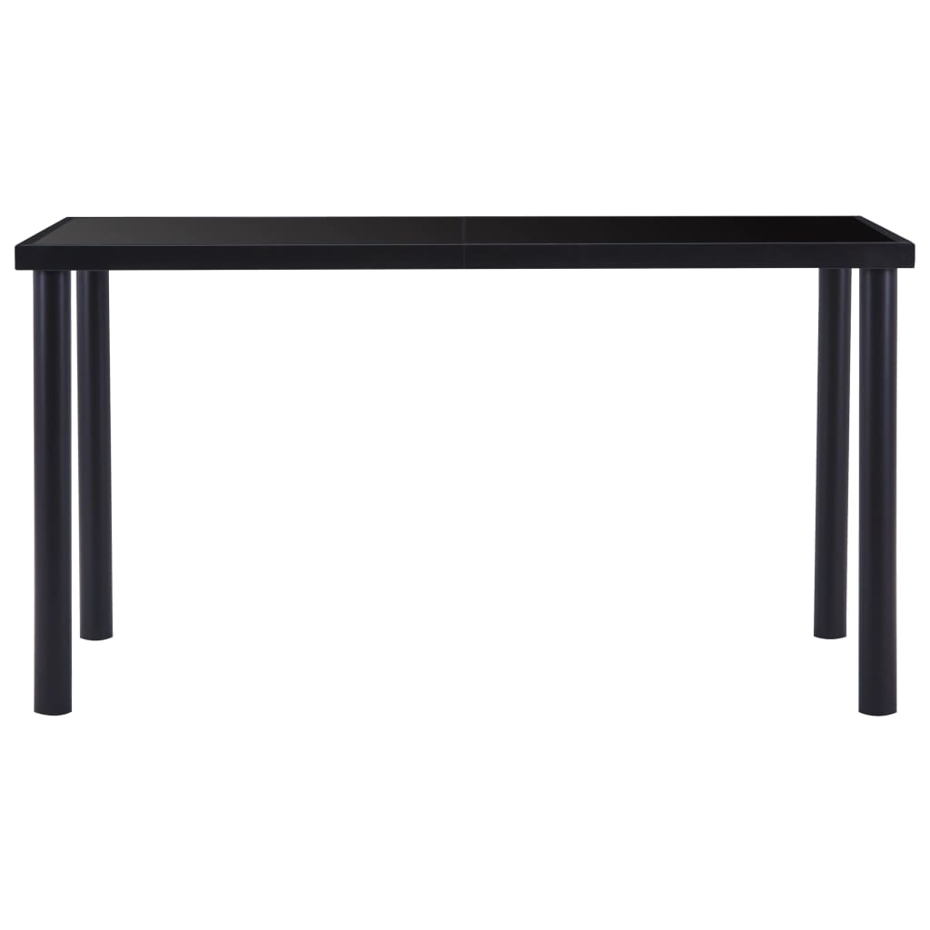 vidaXL Mesa de comedor de vidrio templado negro 140x70x75 cm