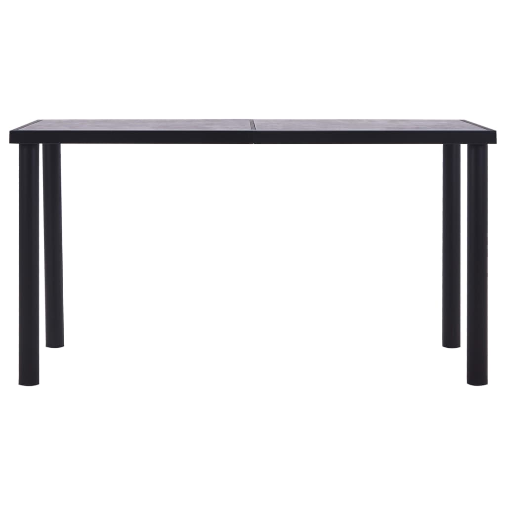 vidaXL Mesa de comedor de MDF negro y gris hormigón 140x70x75 cm