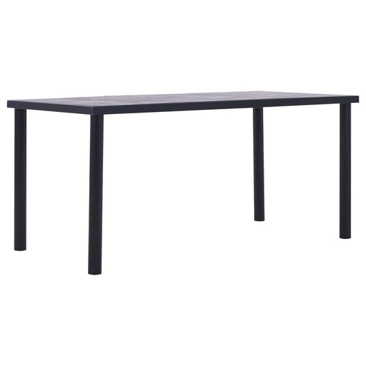 vidaXL Mesa de comedor de MDF negro y gris hormigón 160x80x75 cm