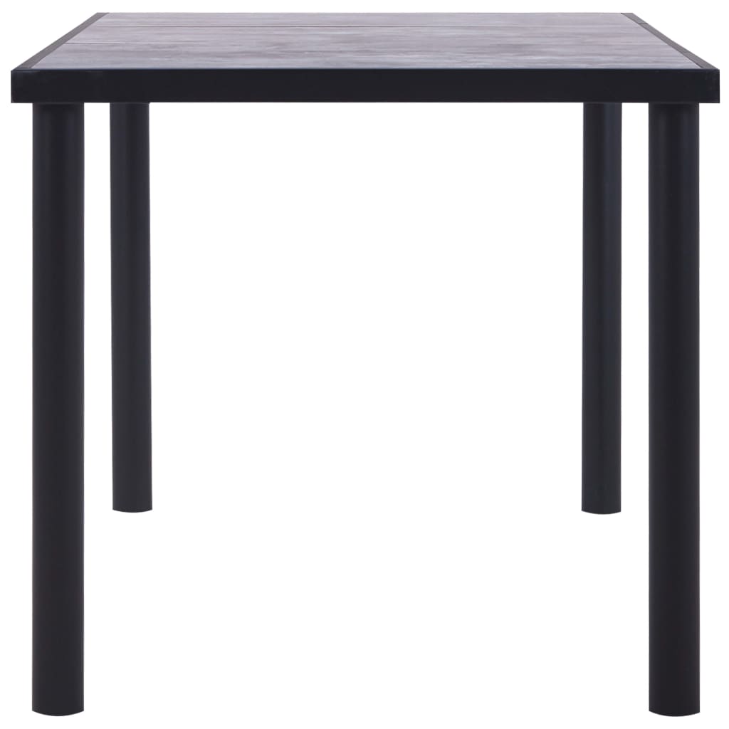 vidaXL Mesa de comedor de MDF negro y gris hormigón 160x80x75 cm