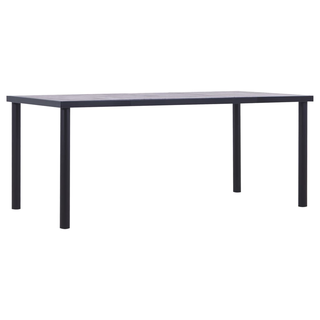 vidaXL Mesa de comedor de MDF negro y gris hormigón 180x90x75 cm