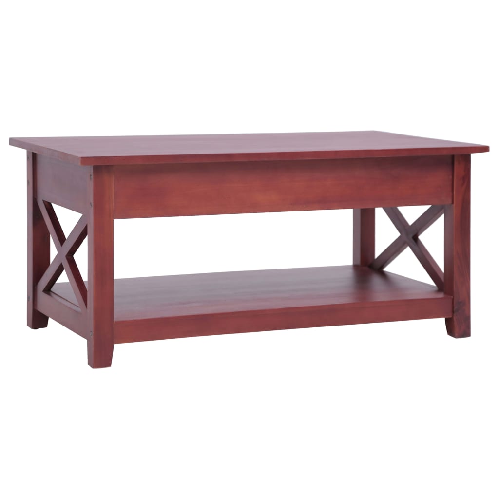 vidaXL Mesa de centro de madera maciza de caoba marrón 100x55x46 cm