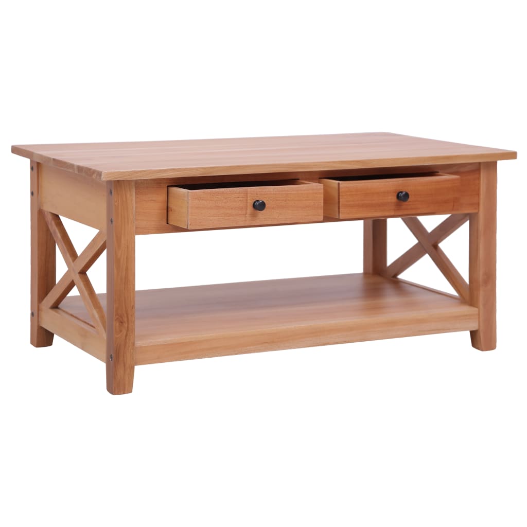 vidaXL Mesa de centro de madera maciza de caoba 100x55x46 cm