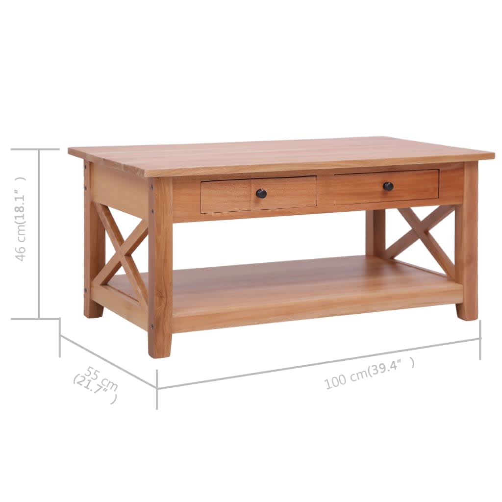 vidaXL Mesa de centro de madera maciza de caoba 100x55x46 cm