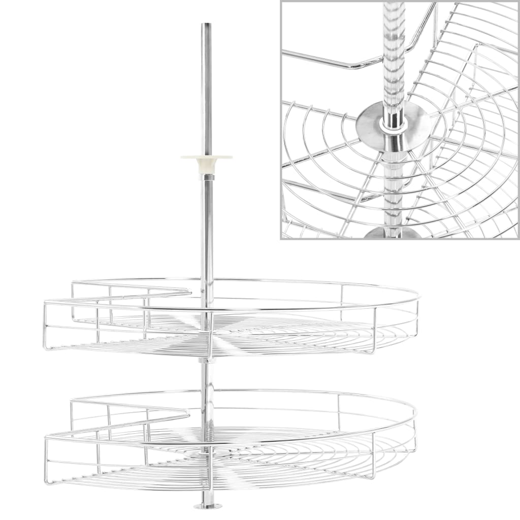 vidaXL Bandeja cocina alambre 2 niveles plata 270 grados 71x71x80 cm