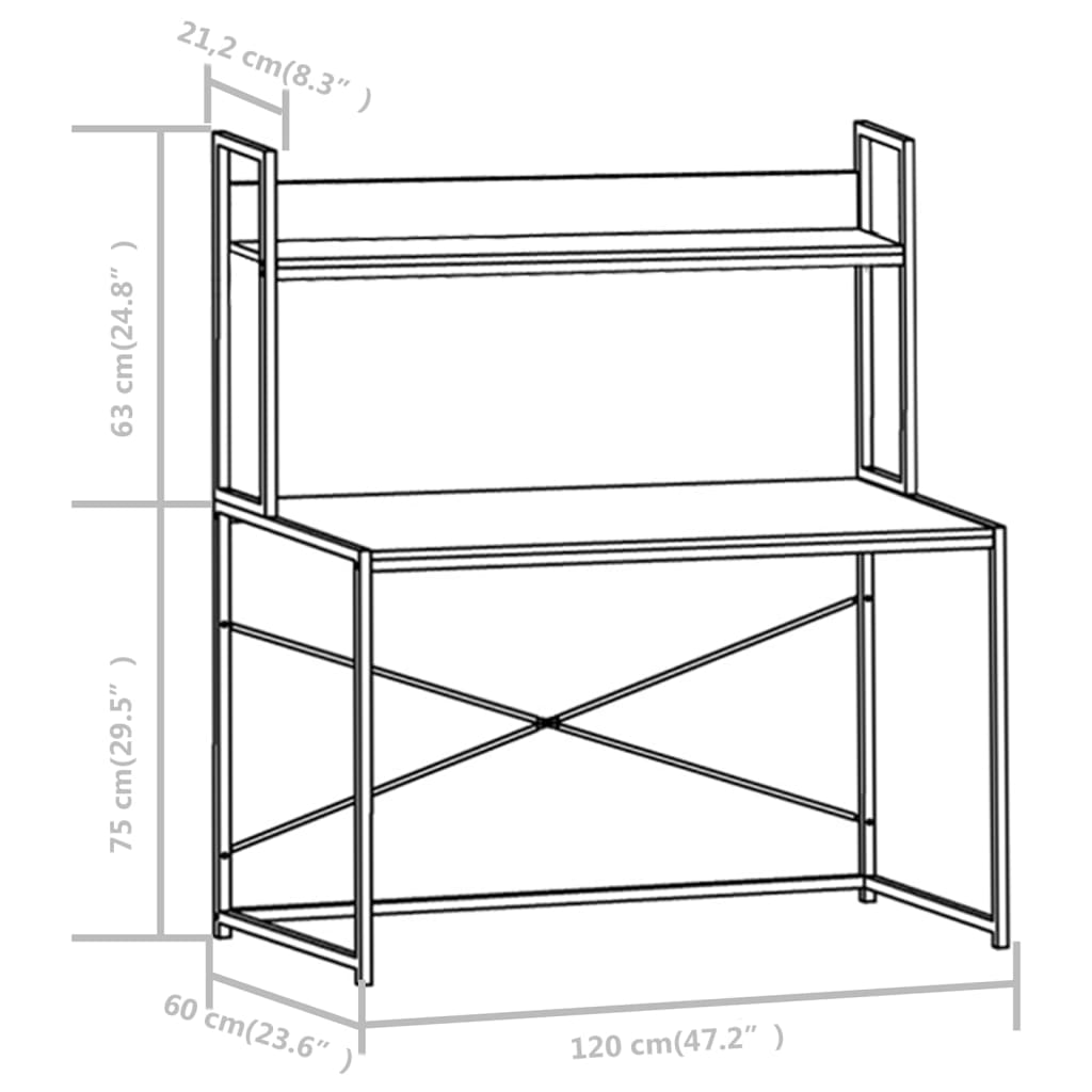 vidaXL Escritorio para ordenador negro 120x60x73 cm