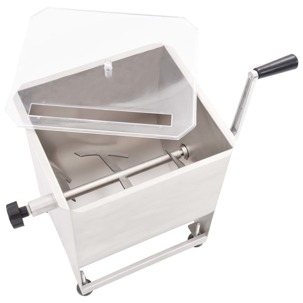 vidaXL Mezcladora de carne con caja engranajes acero inox. plateado