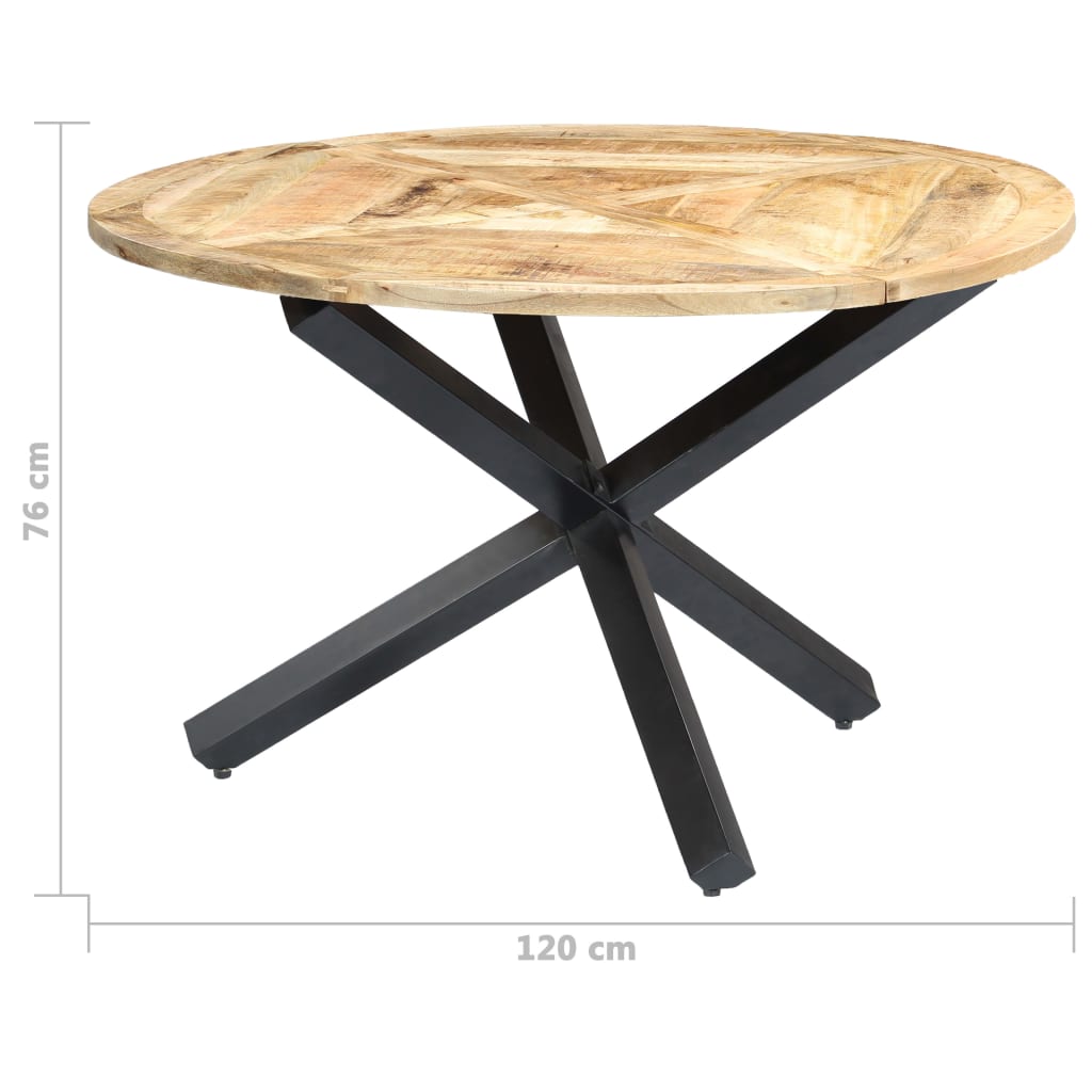 vidaXL Mesa de comedor redonda de madera maciza de mango 120x76 cm