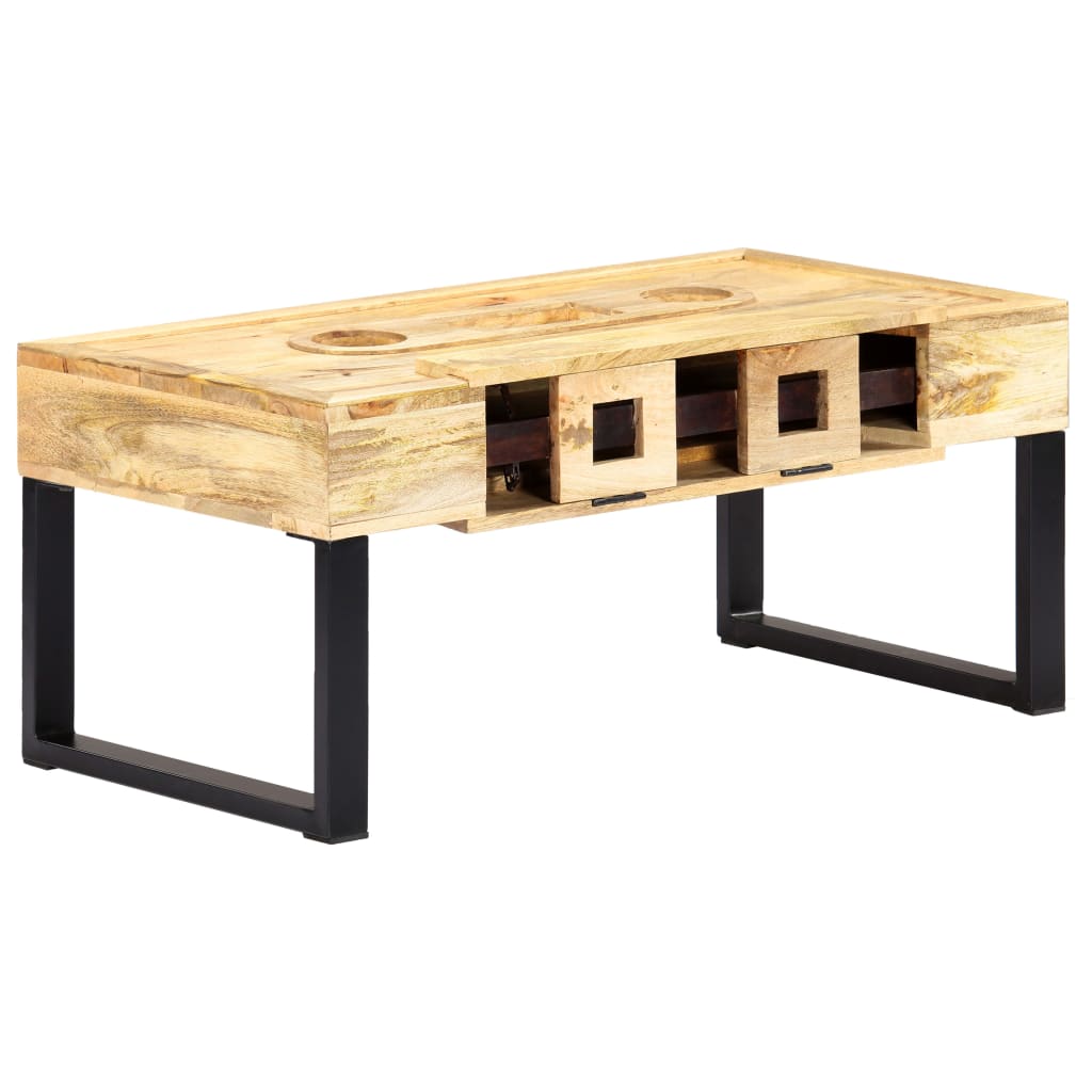 vidaXL Mesa de centro estilo cassette madera maciza mango 100x52x45 cm