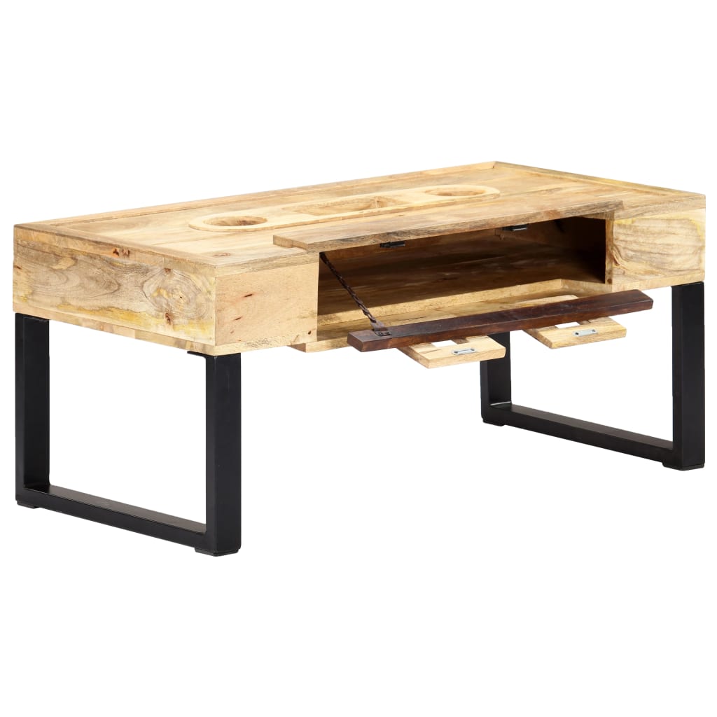 vidaXL Mesa de centro estilo cassette madera maciza mango 100x52x45 cm