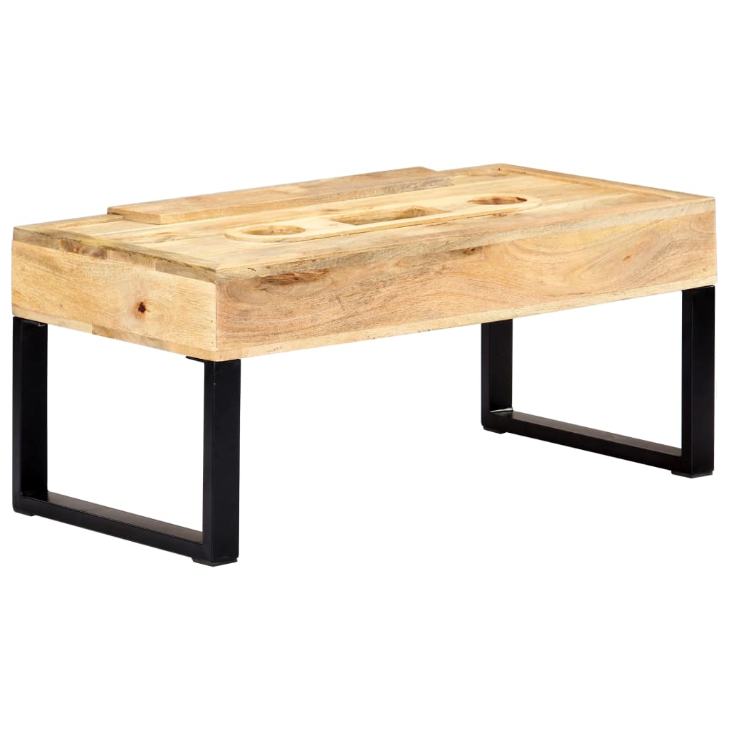 vidaXL Mesa de centro estilo cassette madera maciza mango 100x52x45 cm