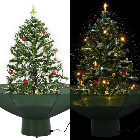 vidaXL Árbol de Navidad con nieve con base en paraguas verde 75 cm