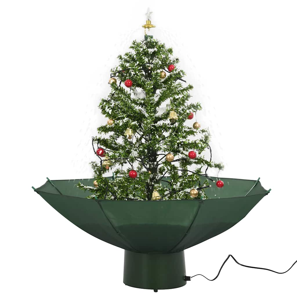 vidaXL Árbol de Navidad con nieve con base en paraguas verde 75 cm