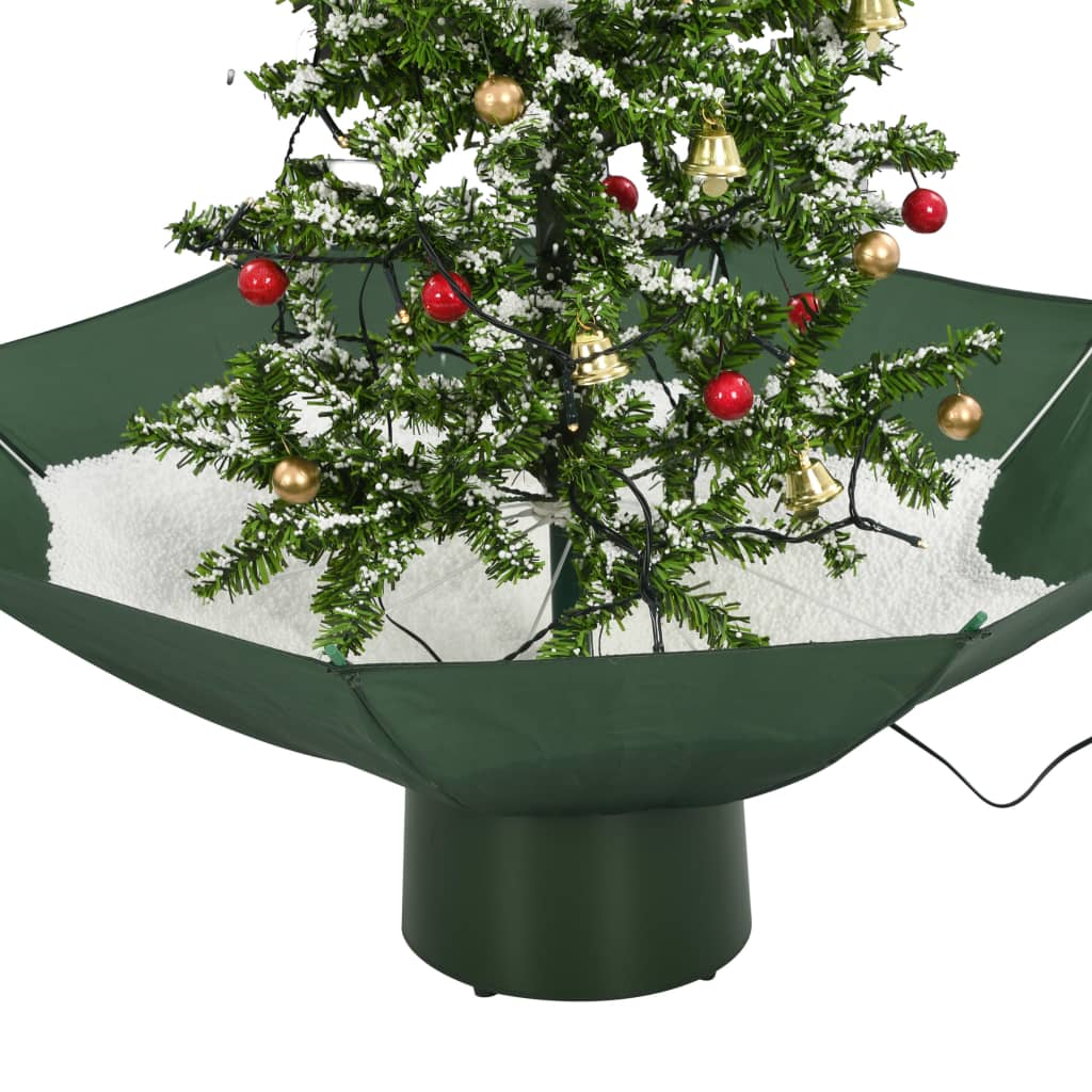 vidaXL Árbol de Navidad con nieve con base en paraguas verde 75 cm