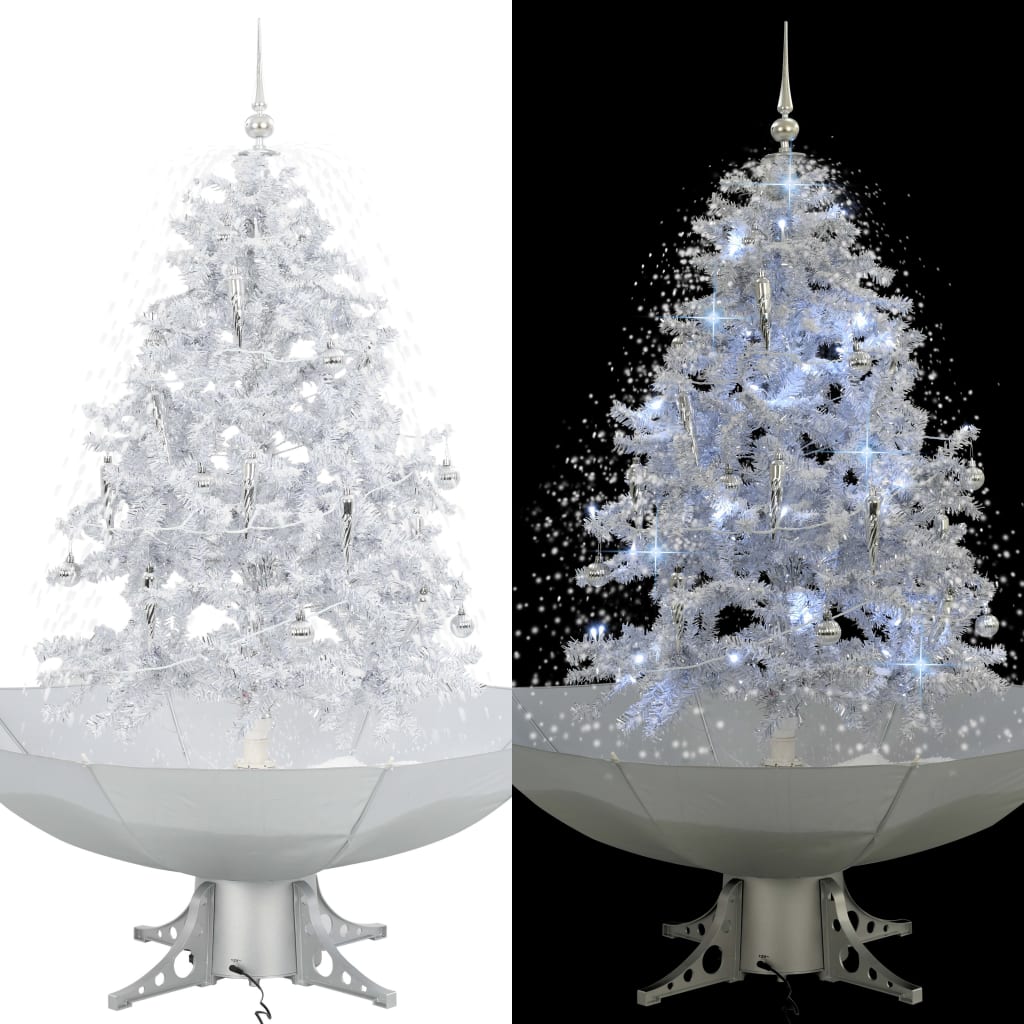 vidaXL Árbol de Navidad con nieve con base en paraguas blanco 140 cm