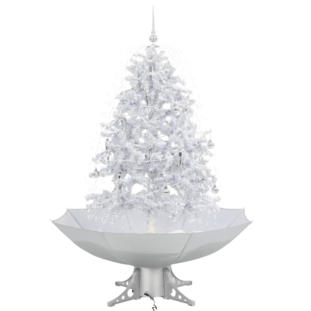 vidaXL Árbol de Navidad con nieve con base en paraguas blanco 140 cm