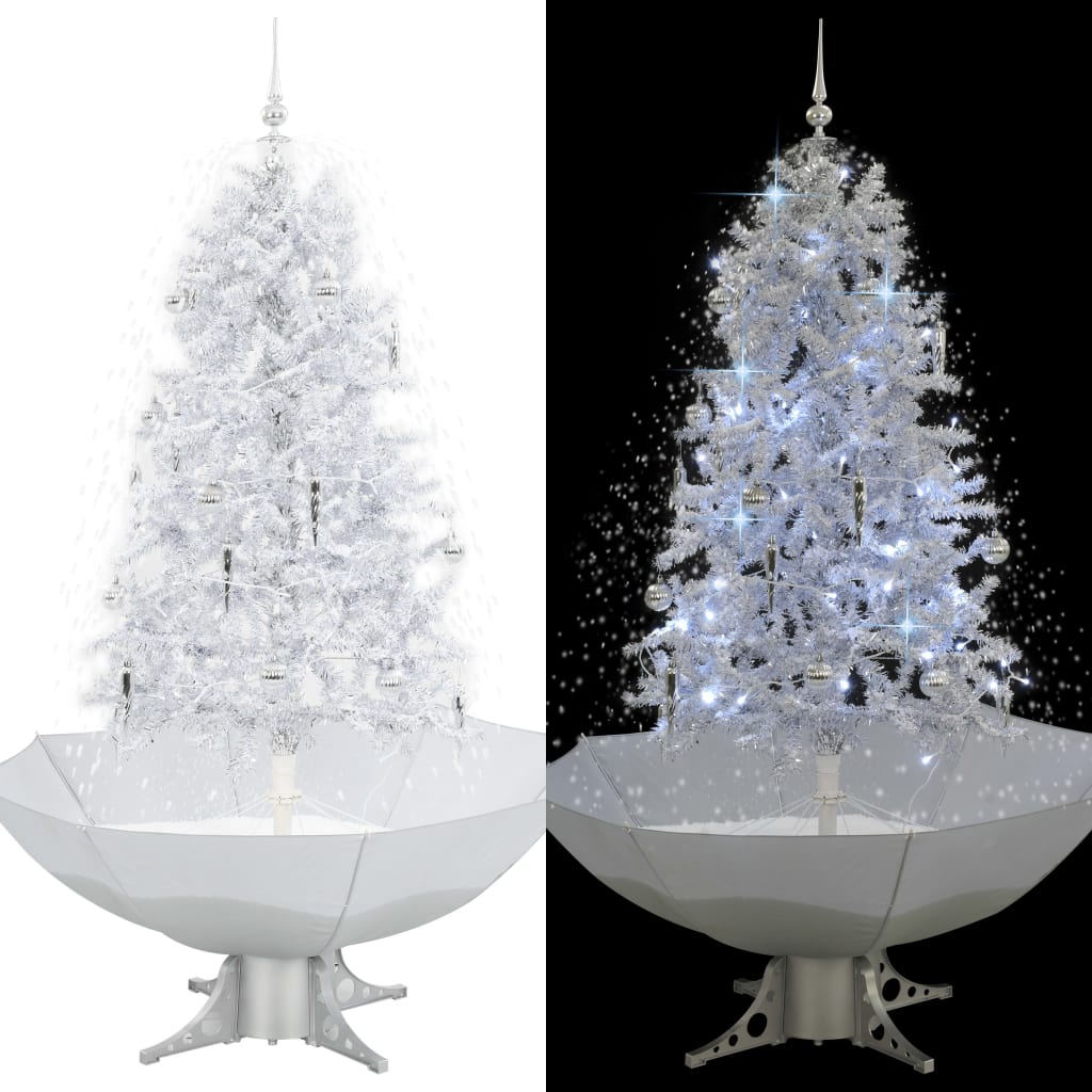 vidaXL Árbol de Navidad con nieve con base en paraguas blanco 170 cm