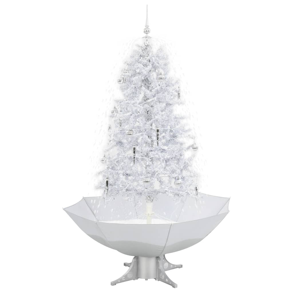 vidaXL Árbol de Navidad con nieve con base en paraguas blanco 170 cm