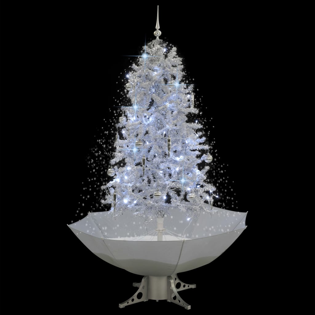 vidaXL Árbol de Navidad con nieve con base en paraguas blanco 170 cm