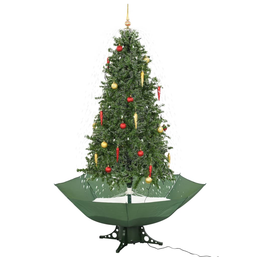 vidaXL Árbol de Navidad con nieve con base en paraguas verde 190 cm