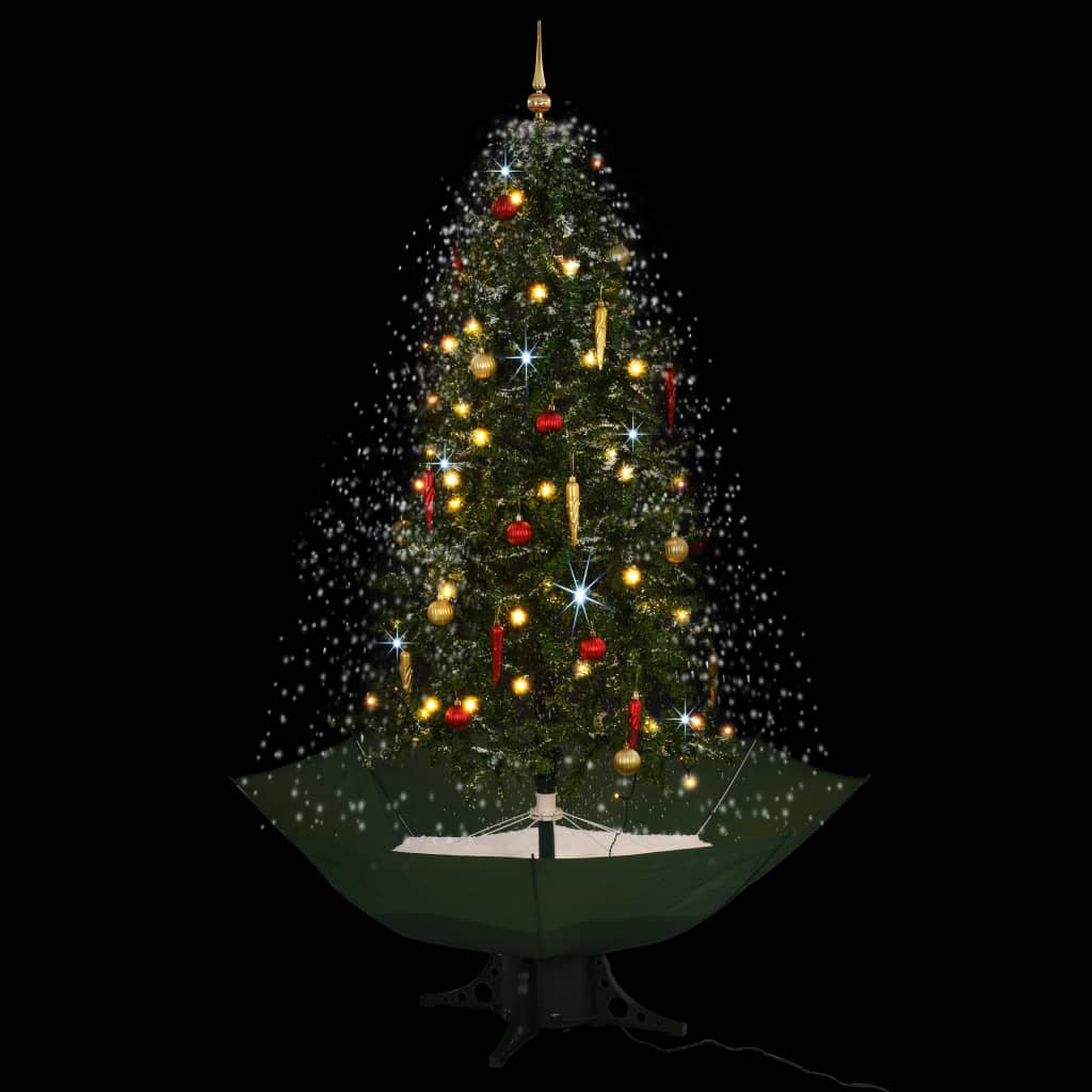 vidaXL Árbol de Navidad con nieve con base en paraguas verde 190 cm