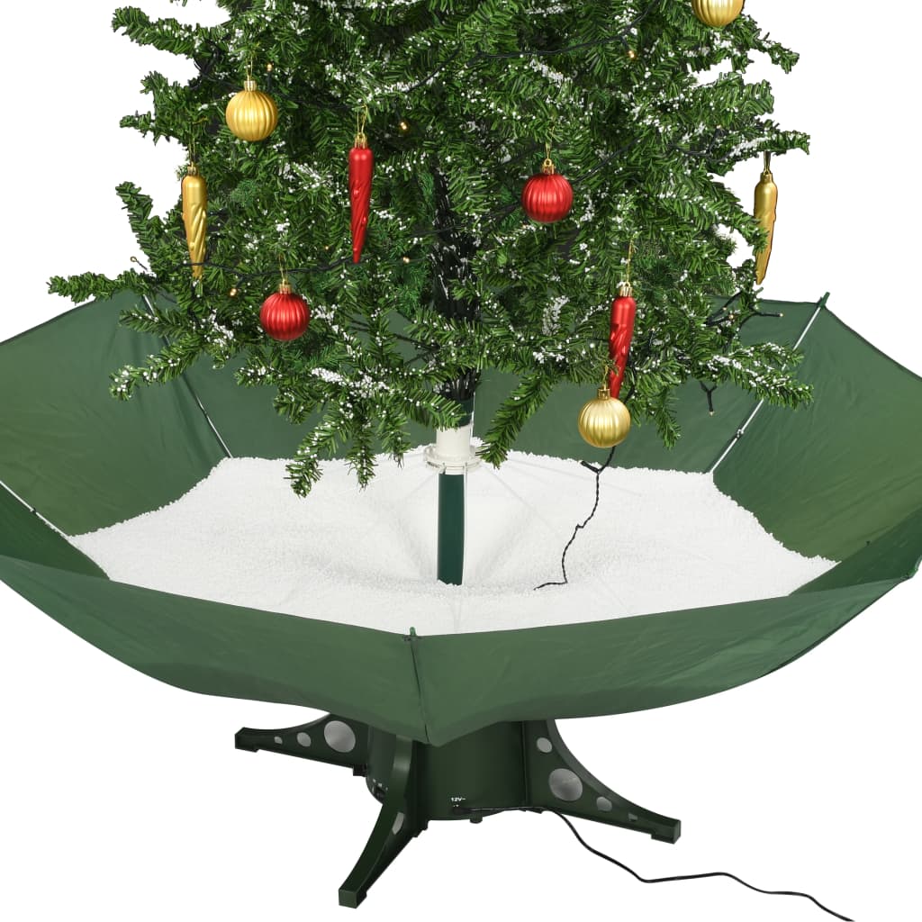 vidaXL Árbol de Navidad con nieve con base en paraguas verde 190 cm